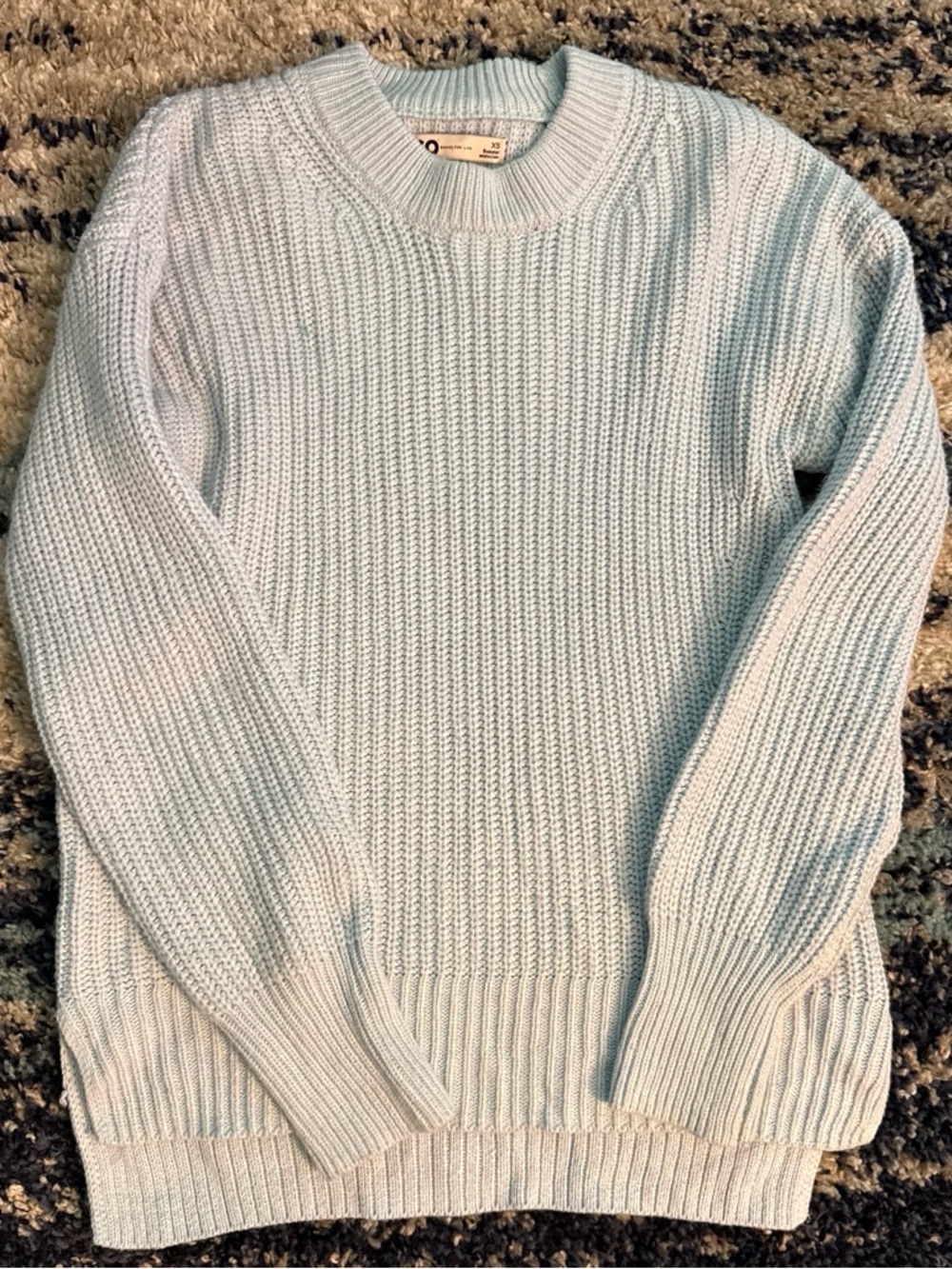 Light Blue Knit Crewneck Sweater - Women